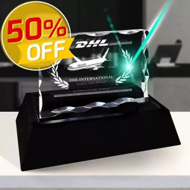 3D Crystal Notched Plaque Horizontal